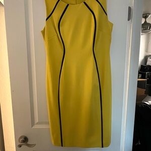 Yellow Sleeveless Dress with Black Accents